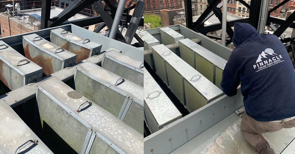 Before and After Sound Attenuation Demi-replacement on a BAC V Series Tower